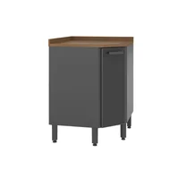 Mueble Inferior De Cocina En Acero 48X26Cm Con Mesón Gris