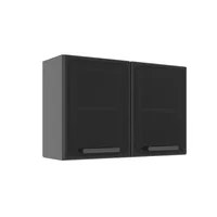 Gabinete Superior De Cocina 80Cm En Acero 2 Puertas Gris