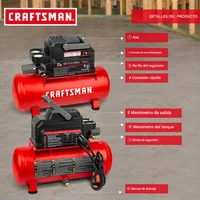 Compresor de Aire 7,6 Litros Sin Aceite 125 PSI Craftsman
