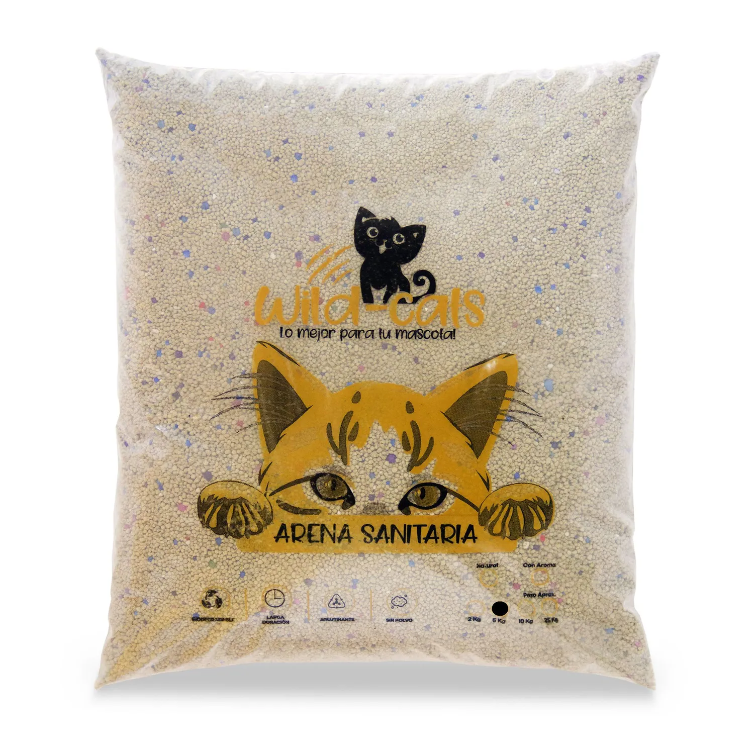 Arena Sanitaria Gato Aglomerante Bentonita Wild Cats Chicle 5 Kg