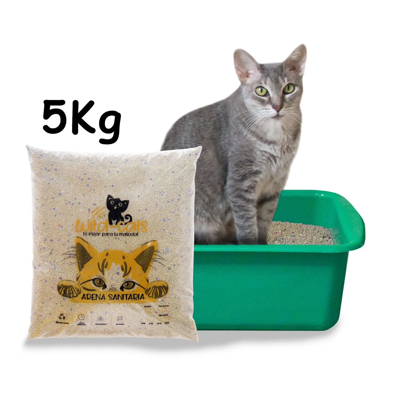 Arena Sanitaria Gato Aglomerante Bentonita Wild Cats Chicle 5 Kg 2