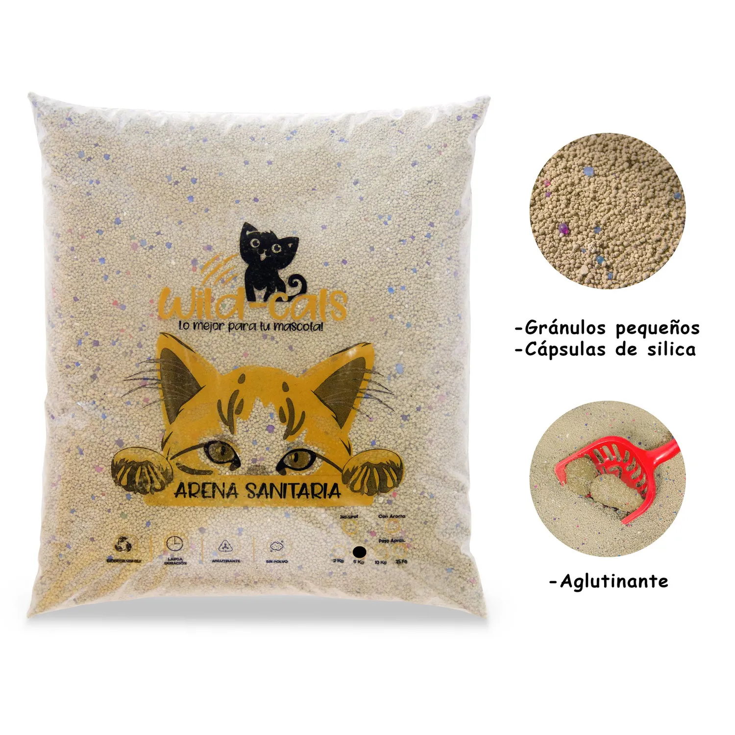 Arena Sanitaria Gato Aglomerante Bentonita Wild Cats Chicle 5 Kg 3