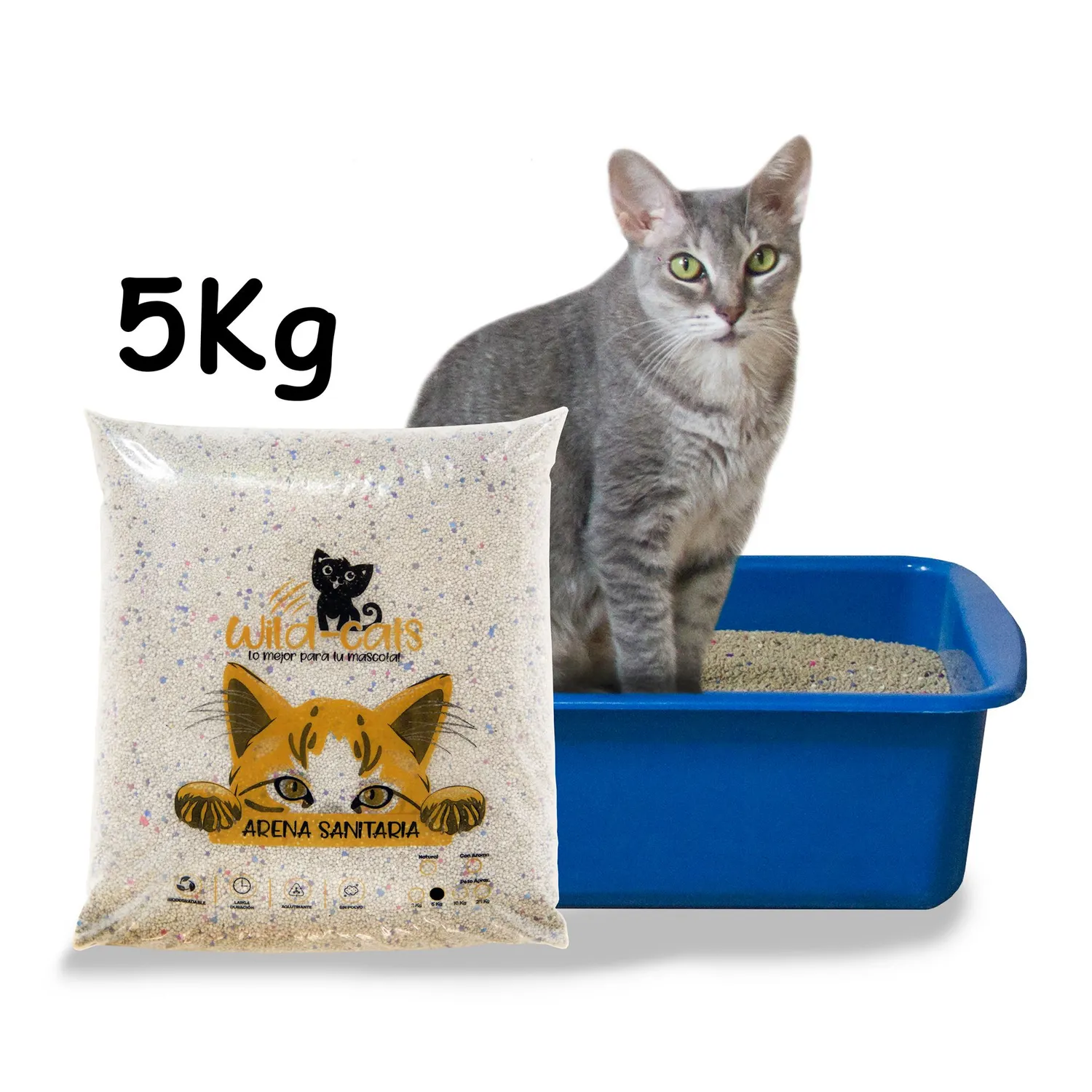 Arena Sanitaria Gato Aglomerante Bentonita Wild Cats Carbón 5 Kg 2