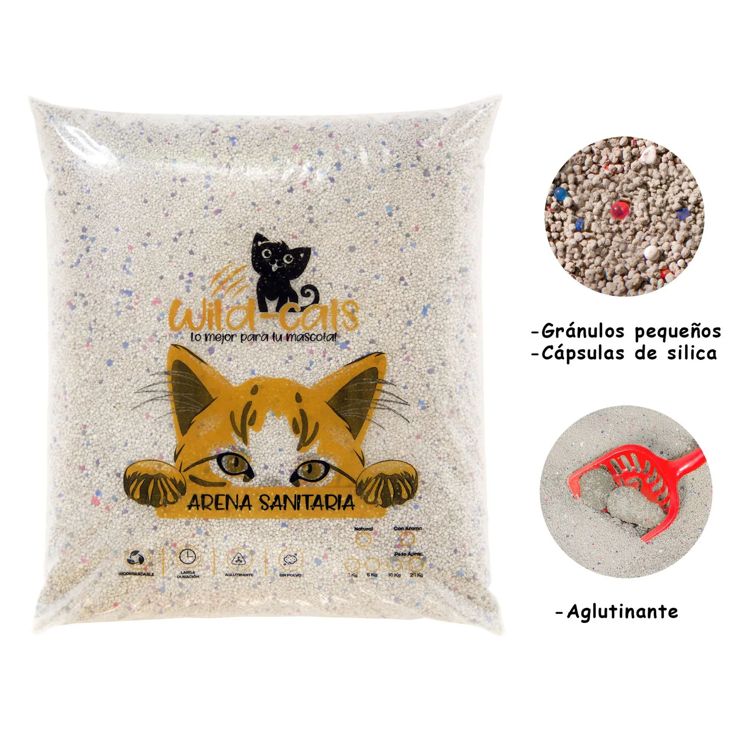 Arena Sanitaria Gato Aglomerante Bentonita Wild Cats Carbón 5 Kg 3
