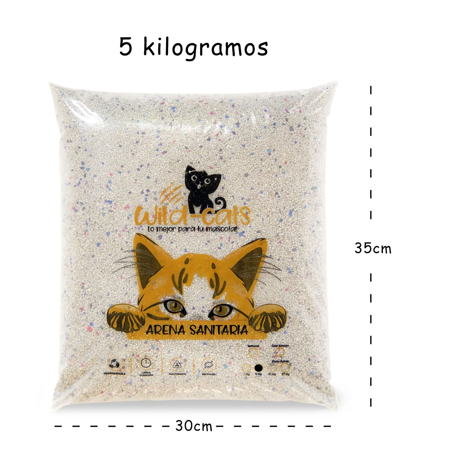 Arena Sanitaria Gato Aglomerante Bentonita Wild Cats Carbón 5 Kg 5