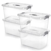Set x4 Cajas Organizadoras Plástica Extra Grande y Tapa 27l