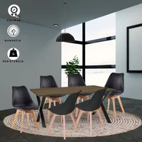 Comedor Indika Beyota 15mm 160x80x75 + Silla Milano 85x39x46 Negro