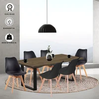 Comedor Celeno Beyota 15mm 160x80x75 + Silla Milano 85x39x46 Negro