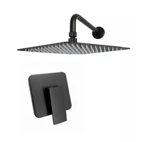 Kit Ducha Cuadrada De 15Cm + Monocontrol Cuadrado Negro Mate Crest
