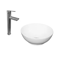 Kit Lavamanos Sobreponer Bowl 32 Cms+Grifería Mezclador Acero Inoxidable