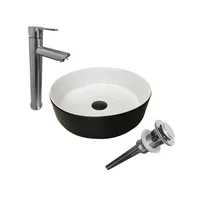 Kit Lavamanos Sobreponer Tom-Eclipse+Grifería Mezclador Acero Inox+Desague