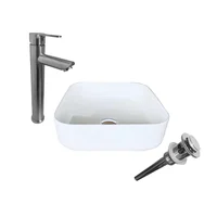 Kit Lavamanos Sobreponer Arezzo+Grifería Mezclador Acero Inox+Desague