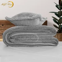 Edredón Suave Y Ligero Con Textura Cuadros Cama Gris Semidoble