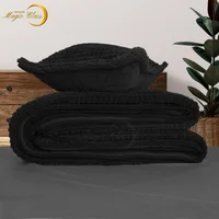 Edredón Suave Y Ligero Con Textura Cuadros Cama Negro Semidoble