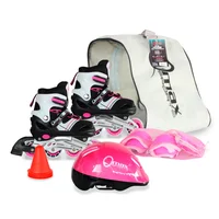 Set De Patinaje Con Protecciones Patines De Iniciacion Talla L (38 A 41) Epic Rosado Qmax