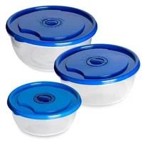Juego 3 Recipientes con Tapa Organizadores Cocina Azul