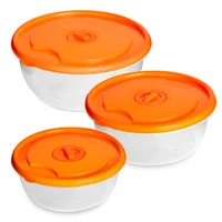 Juego 3 Recipientes con Tapa Organizadores Cocina Naranja