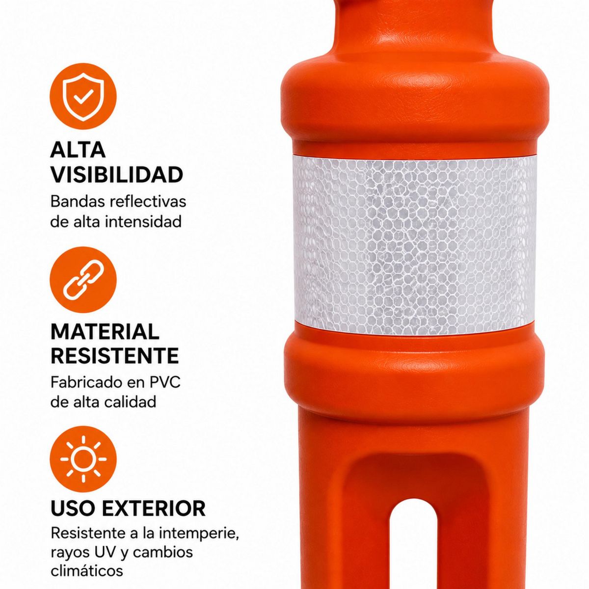 BAUKER - Señalizador Trafico 1.4 m Base Caucho