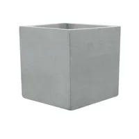 Matera En Cemento Cubo Liso 50 Cm Gris