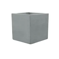 Matera En Cemento Cubo Liso 40 Cm Gris