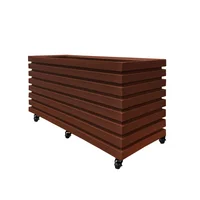 Combo Jardinera Acanalada Alta 100 x 35 cm Con Base de Ruedas