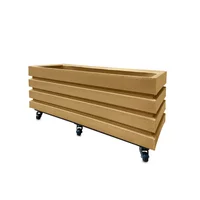 Combo Jardinera Acanalada 100 x 35 cm Con Base de Ruedas