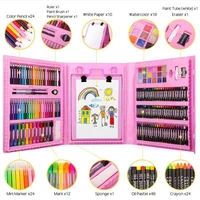 Kit de Colores 208 Piezas Juego Arte + Cartilla Rosa