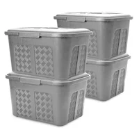 Set X4 Cajoneras o Cajas Plásticas Organizadoras con Tapa 15L Gris
