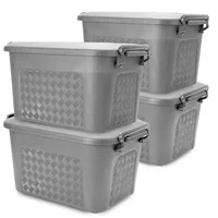 Set X4 Cajoneras Grandes Plásticas Organizadoras con Tapa 40L Gris