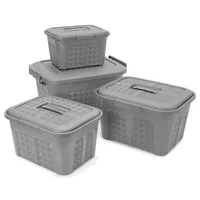 Set X4 Cajoneras Plásticas Organizadoras Diferentes Tamaños Gris