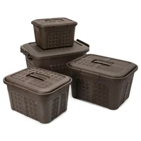Set X4 Cajoneras Plásticas Organizadoras Diferentes Tamaños Café