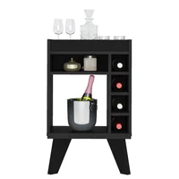 Mesa Bar 72X45Cm En Mdp con 5 Compartimientos Negro