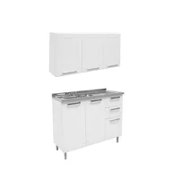 Cocina Integral En Acero 105Cm Incluye Lavaplatos Izq Blanco
