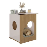 Mesa Auxiliar para Mascota 60x52cm en Mdp Roble con Blanco