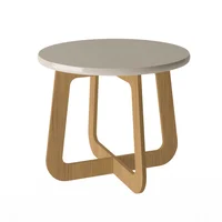 Mesa de Centro Jasmin 59x59cm en Mdf Roble con Blanco