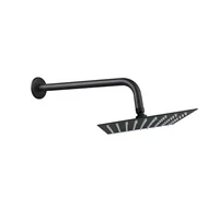 Kit regadera ducha cuadrada 25x25 negro mate+brazo muro redondo 30 cms