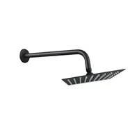 Kit regadera ducha cuadrada 20x20 negro mate+brazo muro redondo 30 cms
