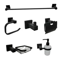 Set X 6 Accesorios Baño Show  Negro Metálico