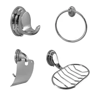 Set X 4 Accesorios Baño Basic Percha+Portarrollo+Aro+Rejilla Metalico