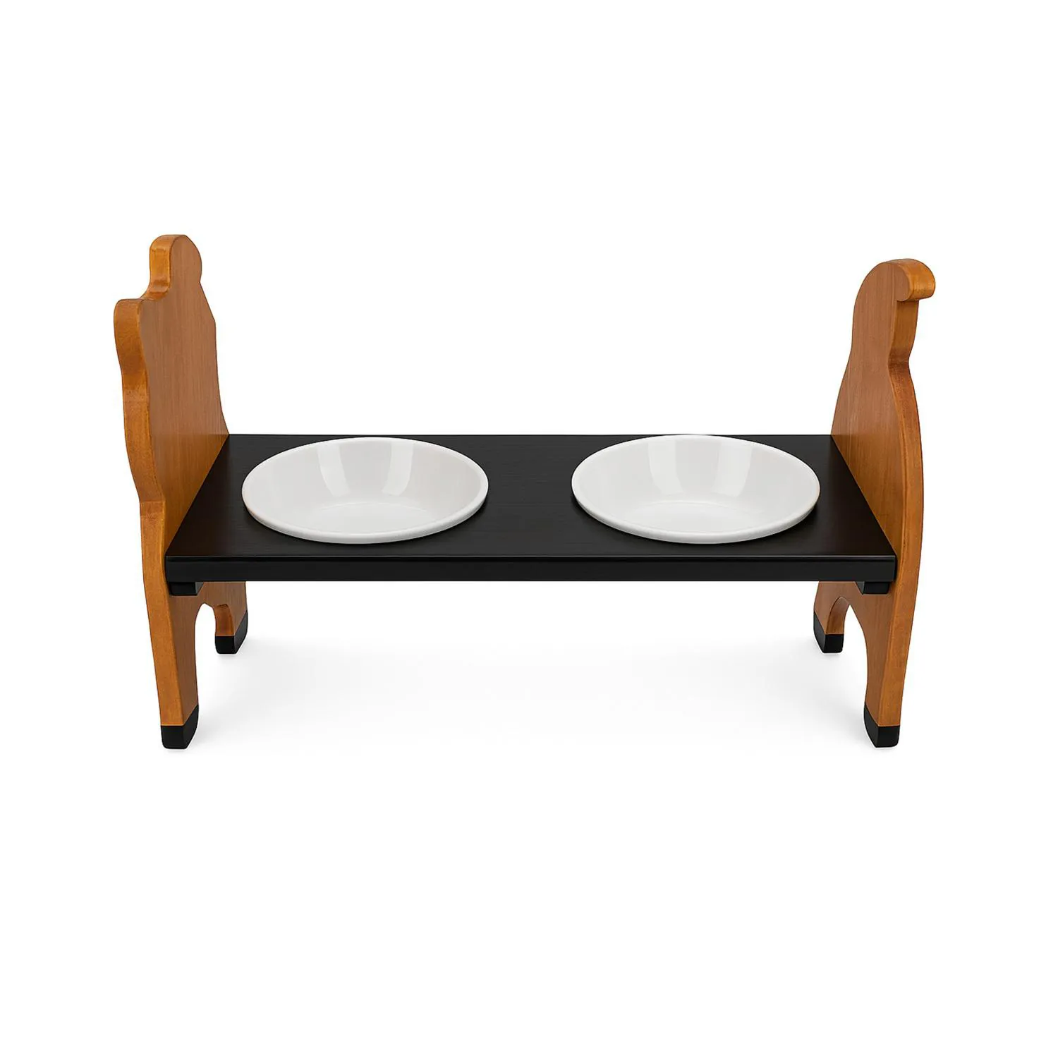 Comedero Cat S Pino-Platos Ceramica Negro/Natural 3