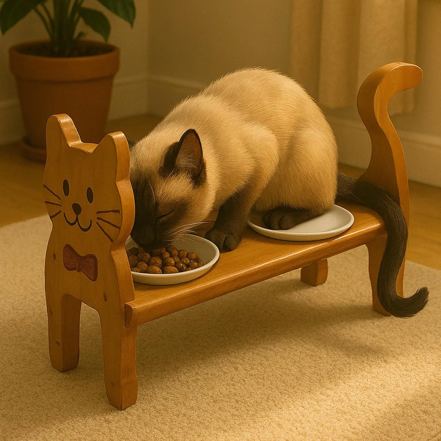 Comedero Cat S Pino-Platos Ceramica Natural