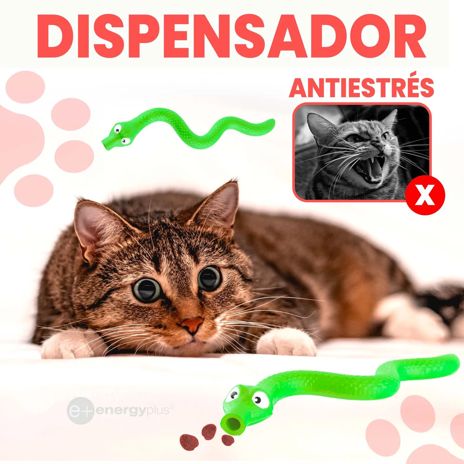 Serpiente Dispensador De Alimentos 17 Cm Gato Verde