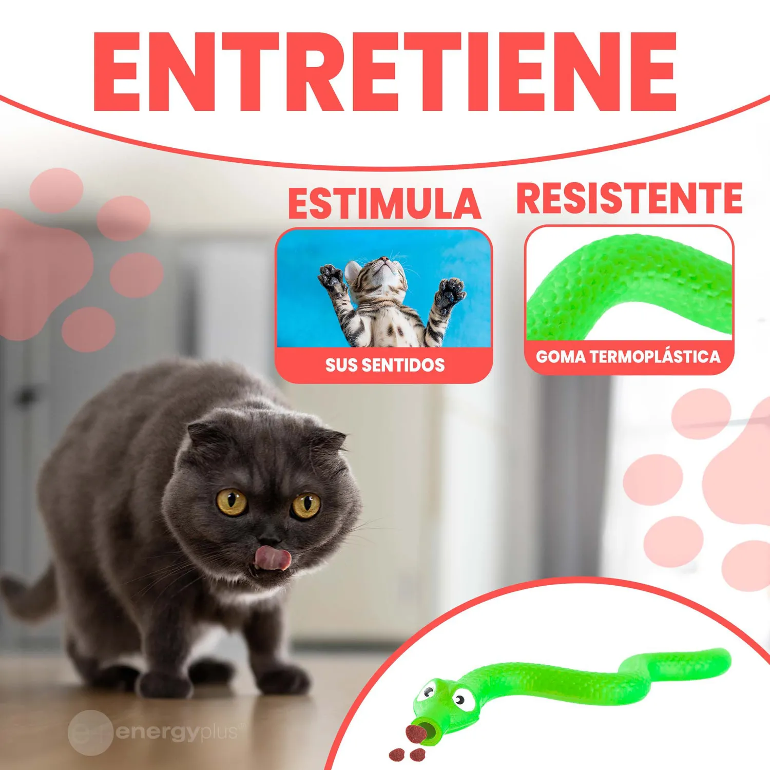 Serpiente Dispensador De Alimentos 17 Cm Gato Verde 3