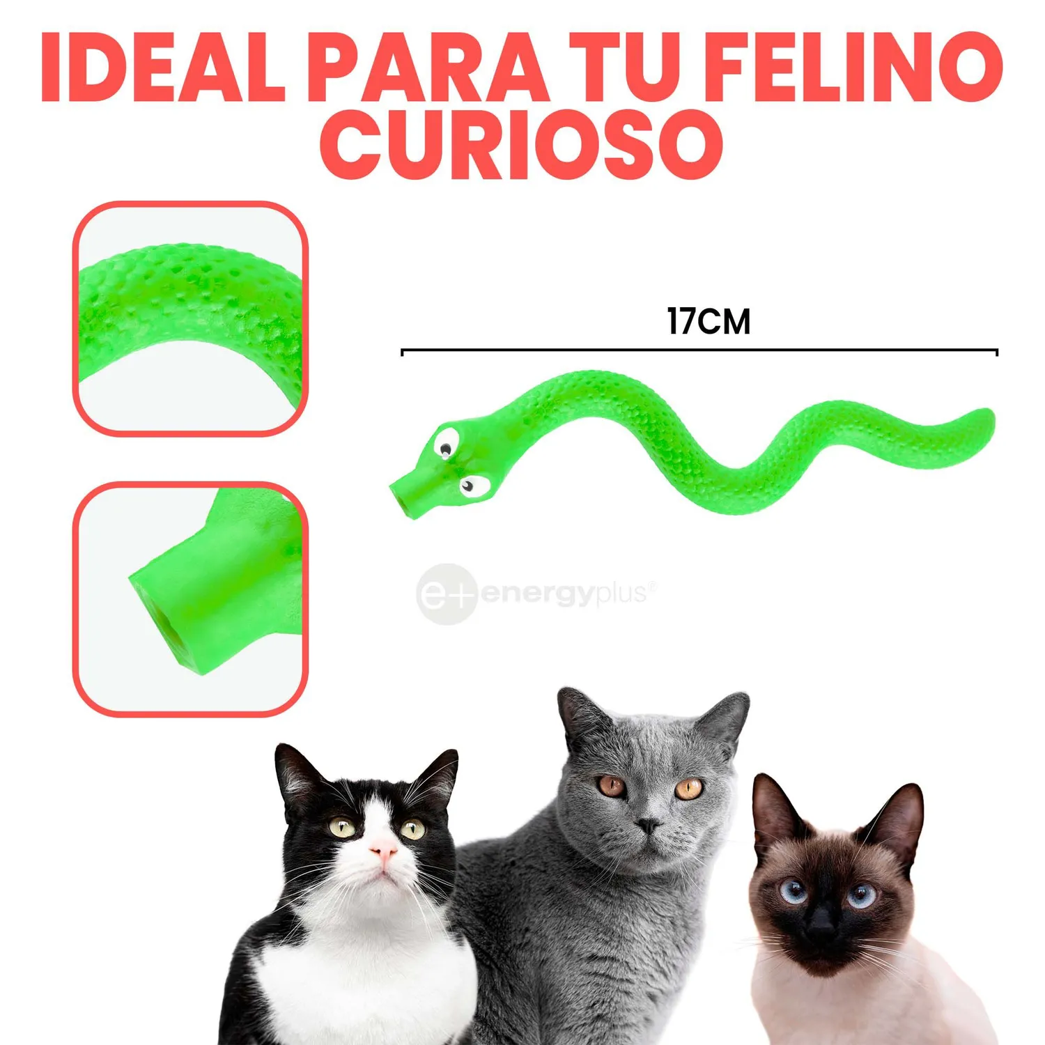 Serpiente Dispensador De Alimentos 17 Cm Gato Verde 5