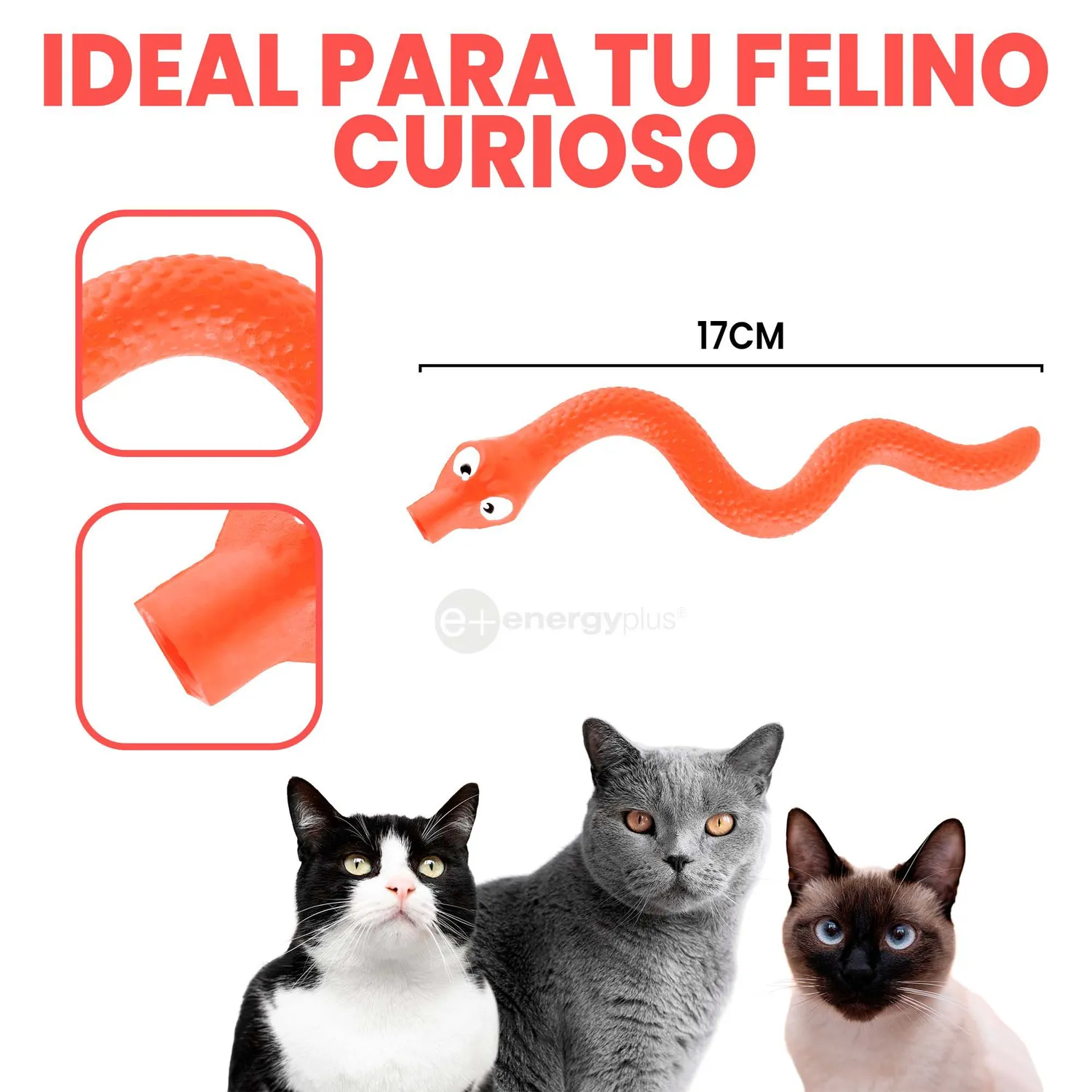 Serpiente Dispensador de Alimentos. 17 cm Gato Naranja 5