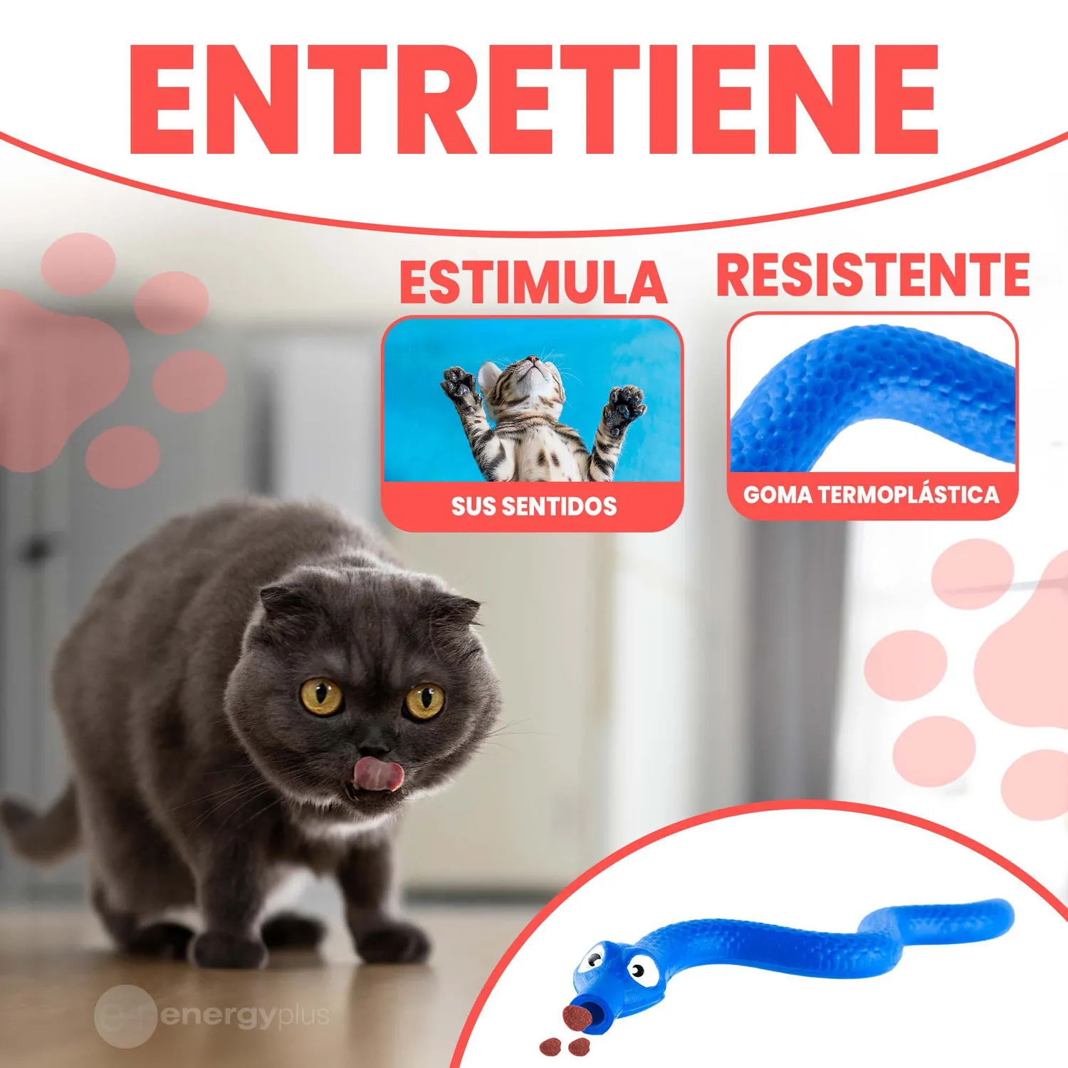 Serpiente Con Dispensador De Alimentos 17 Cm Gato Azul 3