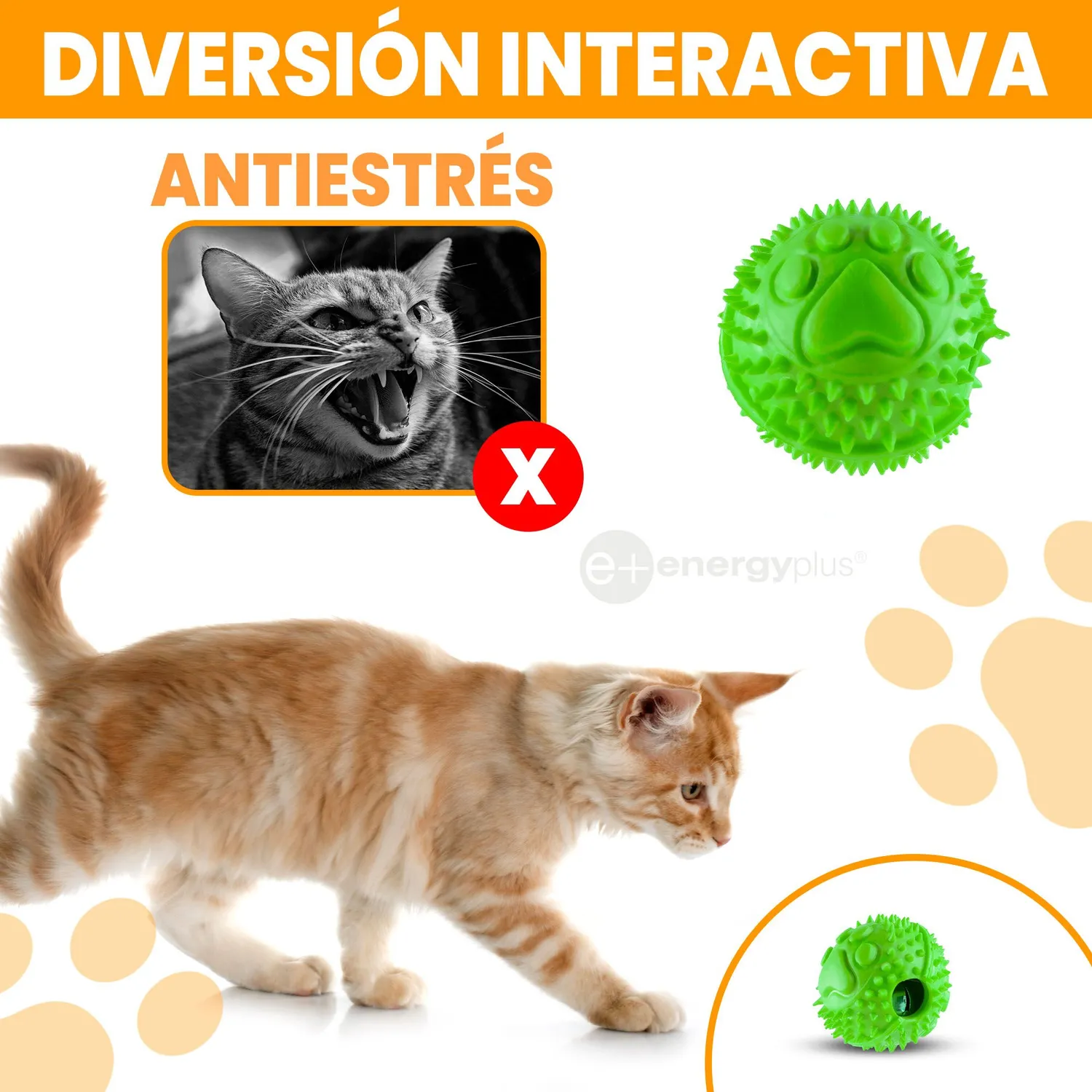 Pelota Goma Con Cascabel Juguete Gatos Verde