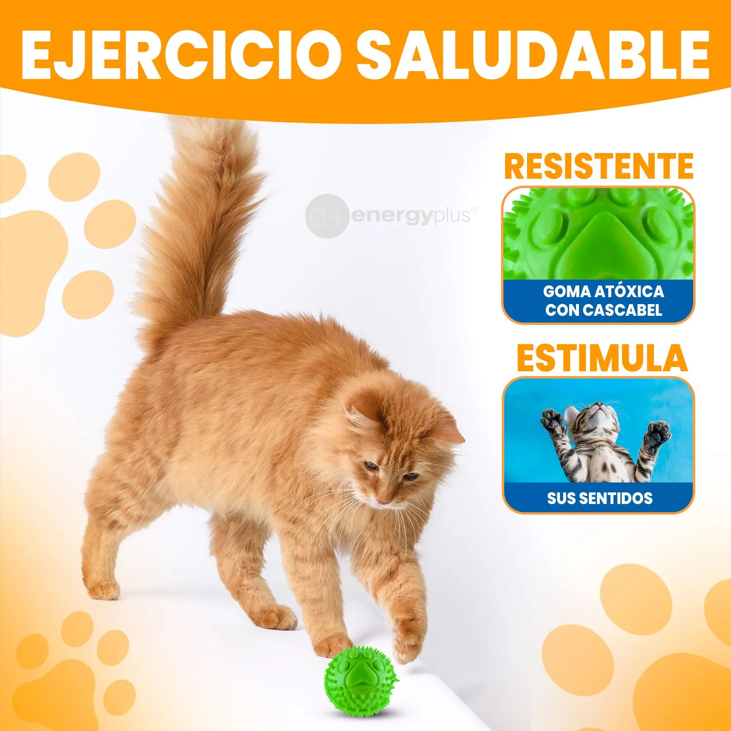Pelota Goma Con Cascabel Juguete Gatos Verde 3