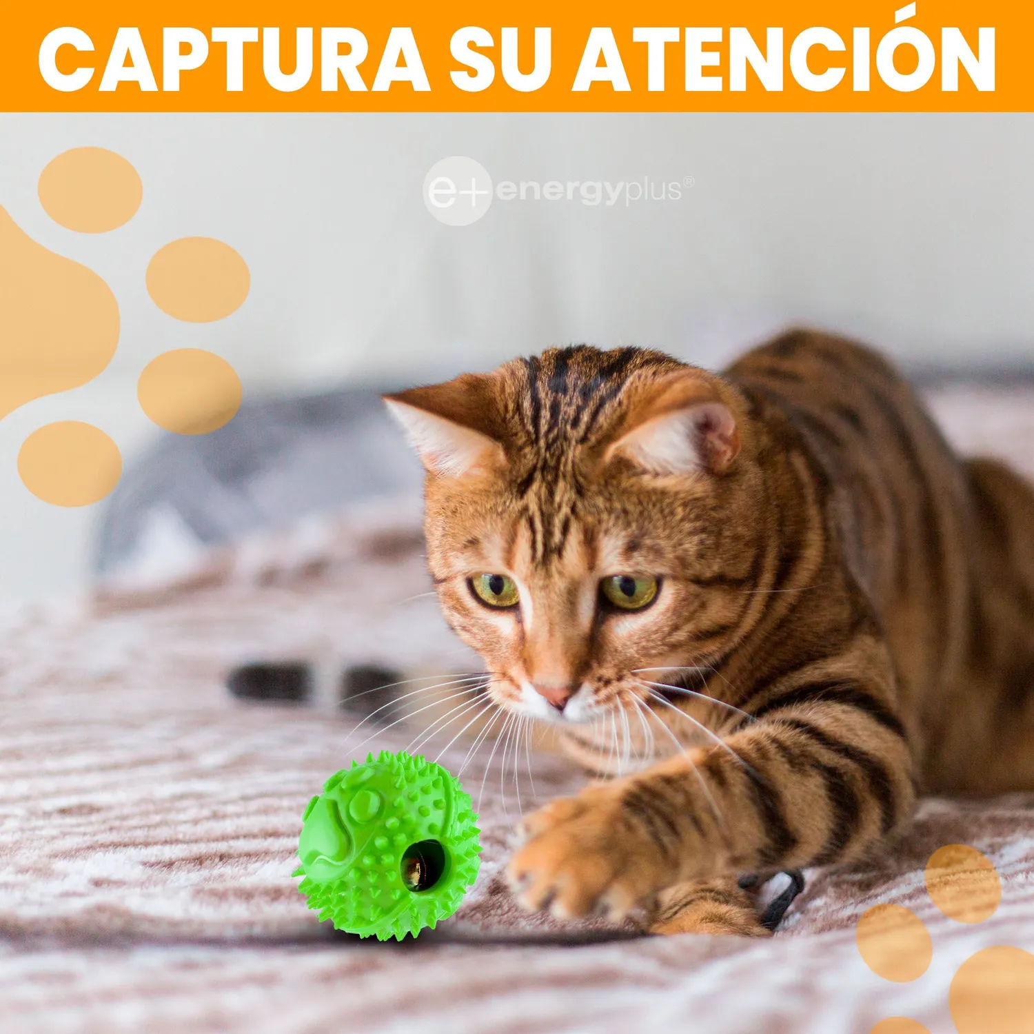 Pelota Goma Con Cascabel Juguete Gatos Verde 4