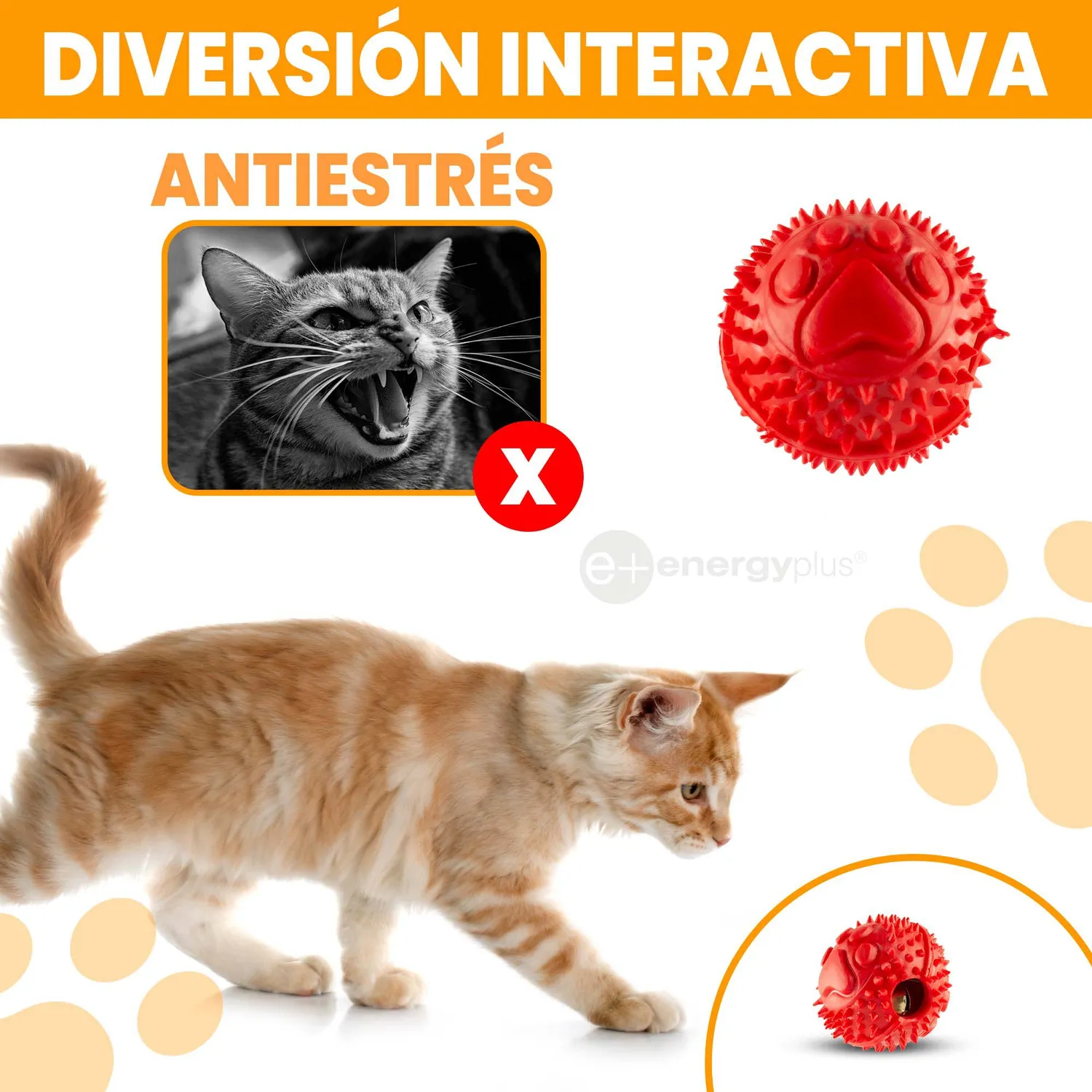 Pelota Goma Con Cascabel Juguete Gatos Rojo